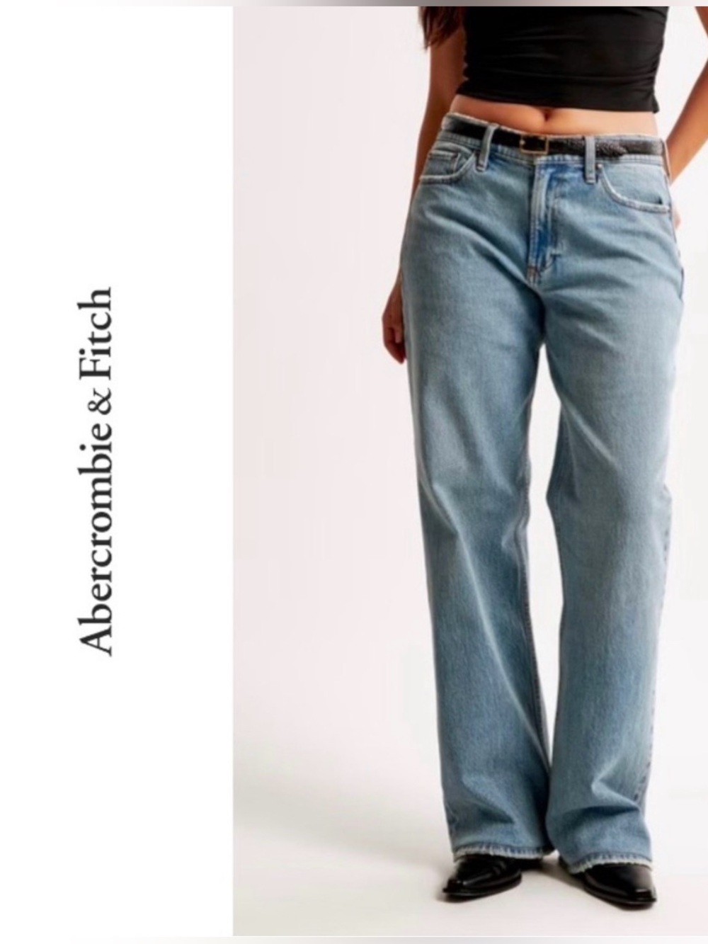Abercrombie & Fitch Standard Fit Low Rise Baggy Medium Tinted Wash Jeans